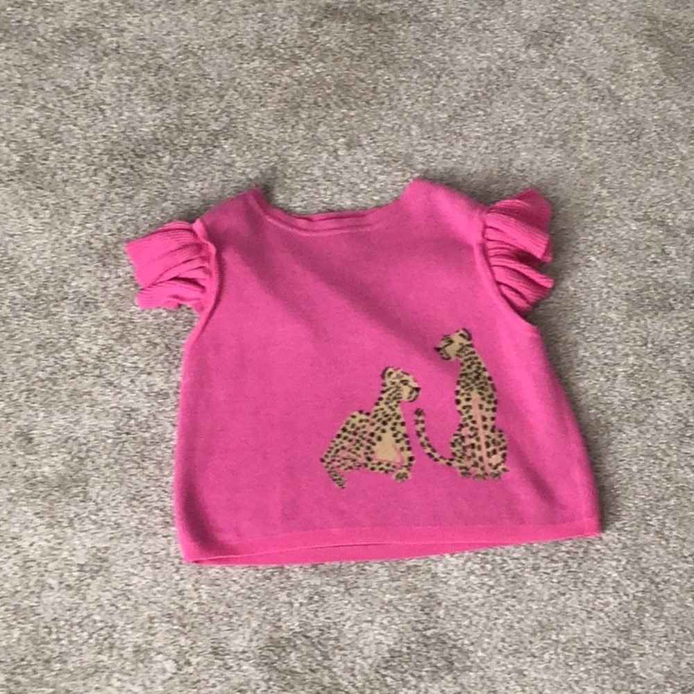 Hot pink leopard ruffle sweater shirt
